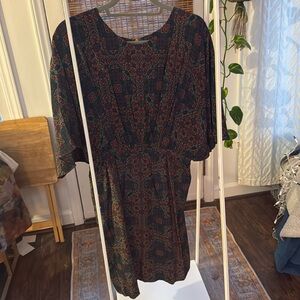 Midi dolman sleeve silk tapestry dress